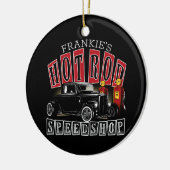 名前をカスタムする改造スピードショップガスステーションガレージ セラミックオーナメント (左)