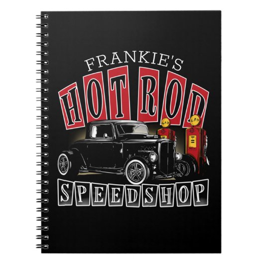 名前をカスタムする改造スピードショップガスステーションガレージ ノートブック (正面)
