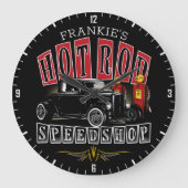 名前をカスタムする改造スピードショップガスステーションガレージ ラージ壁時計 (正面)