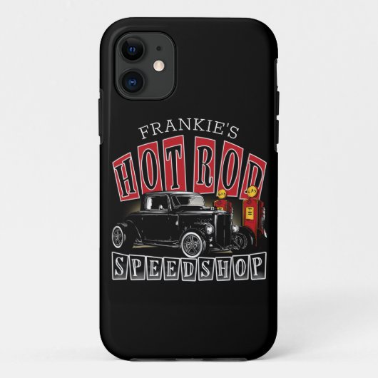 名前をカスタムする改造スピードショップガスステーションガレージ Case-Mate iPhoneケース (裏面)