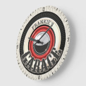 名前をカスタムする改造ホワイトウォールタイヤガレージ ラージ壁時計 (傾斜)