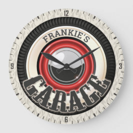 名前をカスタムする改造ホワイトウォールタイヤガレージ ラージ壁時計