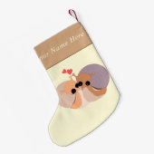 名前をカスタムする文字クリスマスストッキングカップルカタツムリ スモールクリスマスストッキング (裏面 (吊り時))
