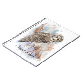 名前をカスタムする文字グ素晴らしレーフクロウバード自然アート ノートブック (左側)