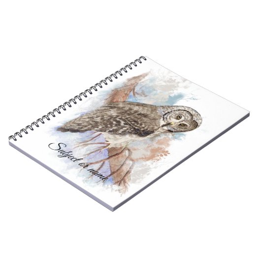 名前をカスタムする文字グ素晴らしレーフクロウバード自然アート ノートブック (左側)