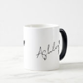 名前をカスタムする文字タイニーブラックハートアシシンプルリー モーフィングマグカップ (正面右)