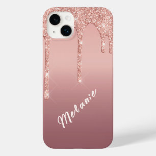 名前をカスタムする文字バラ金ゴールド赤面グリッタードライバ Case-Mate iPhone 14 PLUSケース