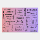 名前をカスタムする文字パープルピーチグラディエント ラッピングペーパーシート (正面3)