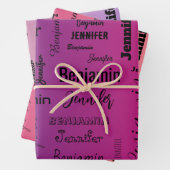 名前をカスタムする文字パープルピーチグラディエント ラッピングペーパーシート (インサイチュ)