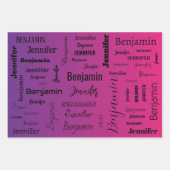 名前をカスタムする文字パープルピーチグラディエント ラッピングペーパーシート (正面)