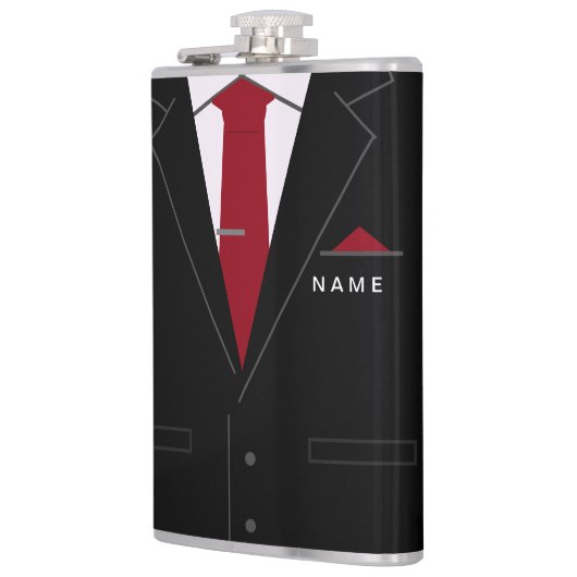 名前をカスタムする文字フラスコ（スーツとネクタイ付き） フラスク (左)