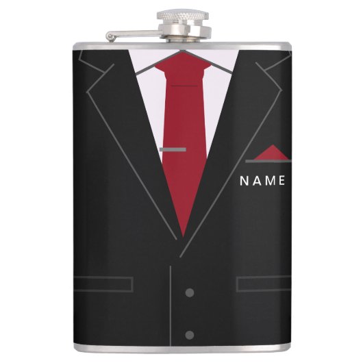 名前をカスタムする文字フラスコ（スーツとネクタイ付き） フラスク (正面)