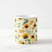 名前をカスタムする文字マグヒマワリアニカムミツバチ コーヒーマグカップ (中央)