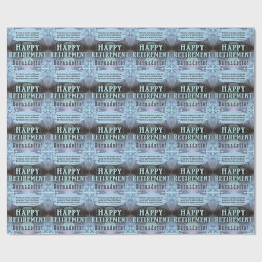 名前をカスタムする文字メッセージブルー退職 ラッピングペーパー (フラット)