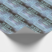 名前をカスタムする文字メッセージブルー退職 ラッピングペーパー (角)