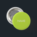 名前をカスタムする文字ライムグリーンミニマリスト 缶バッジ<br><div class="desc">名カスタマイズ前、文字ミニマルシンプルムエレガントライムグリーンとホワイトボタンピン</div>