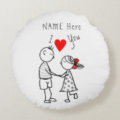 名前をカスタムする文字ラウンドピロー付きカップル愛 ラウンドクッション (裏面)