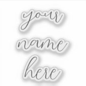 名前をカスタムする文字手書きシックなウォーターボトル シール (正面)