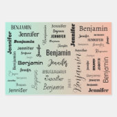 名前をカスタムする文字抽象芸術パステルオレンジグラディエント ラッピングペーパーシート (正面)