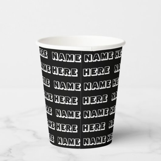 名前をカスタムする文字白黒パターン誕生日 紙コップ (右)