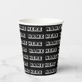 名前をカスタムする文字白黒パターン誕生日 紙コップ (正面)