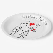 名前をカスタムする文字紙プレートカップルラブ ペーパープレート (アングル)