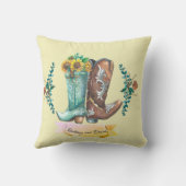 名前をカスタムする新婚素朴カウボーイブーツ  クッション (裏面)