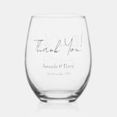 名前をカスタムする新郎新婦サンキューキープサケ ステムなしワイングラス (正面)