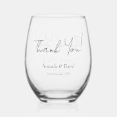 名前をカスタムする新郎新婦サンキューキープサケ ステムなしワイングラス (裏面)