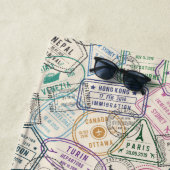 名前をカスタムする旅行切手パターンビーチタオル ビーチタオル (インサイチュ)