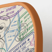 名前をカスタムする旅行切手パターン ピックルボールラケット (左詳細)