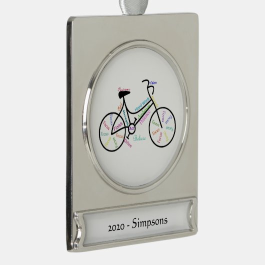 名前をカスタムする日やる気を起こさせる自転車スポーツワード シルバープレートバナーオーナメント (右)