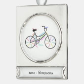 名前をカスタムする日やる気を起こさせる自転車スポーツワード シルバープレートバナーオーナメント (左)