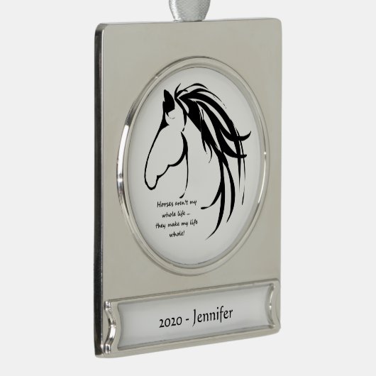 名前をカスタムする日クラシック付け馬メイクライフ全体おもしろい シルバープレートバナーオーナメント (右)