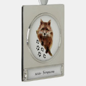 名前をカスタムする日付水彩キツネトラック動物アート シルバープレートバナーオーナメント (右)