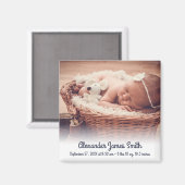 名前をカスタムする日写真男の赤ちゃん誕生のお知らせ マグネット (正面/裏面)