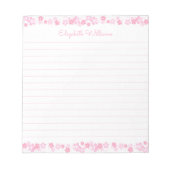 名前をカスタムする日本のさくらんぼブロッサムラインメモ帳 ノートパッド (正面)