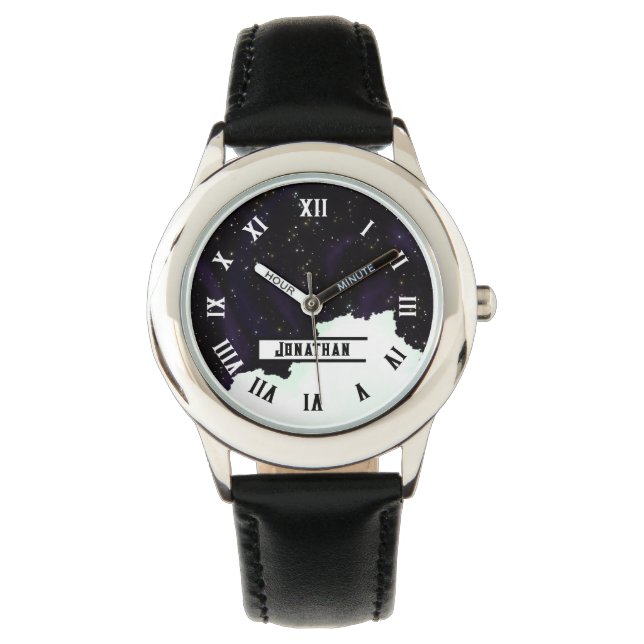 名前をカスタムする星空と雲 腕時計 (正面)