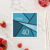 名前をカスタムする時代誕生日抽象芸術ティール（緑がかった色）幾何学 スタンダードカクテルナプキン (インサイチュ)