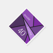 名前をカスタムする時代誕生日抽象芸術紫の幾何学的 スタンダードカクテルナプキン (角)