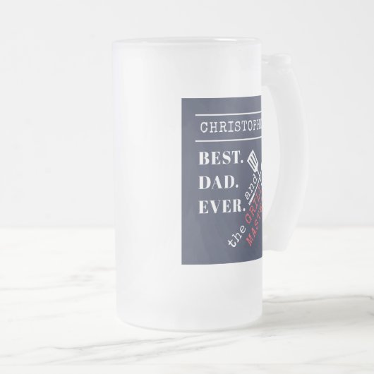 名前をカスタムする最高のパパエバーグリルマスター フロストグラスビールジョッキ (正面右)