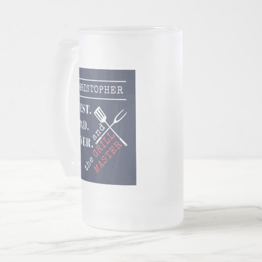 名前をカスタムする最高のパパエバーグリルマスター フロストグラスビールジョッキ (正面左)