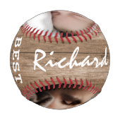 名前をカスタムする最高のパパエバー・ファザーズ・デイ・フォトウッド 野球ボール (裏面)