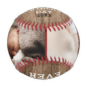 名前をカスタムする最高のパパエバー・ファザーズ・デイ・フォトウッド 野球ボール (正面)