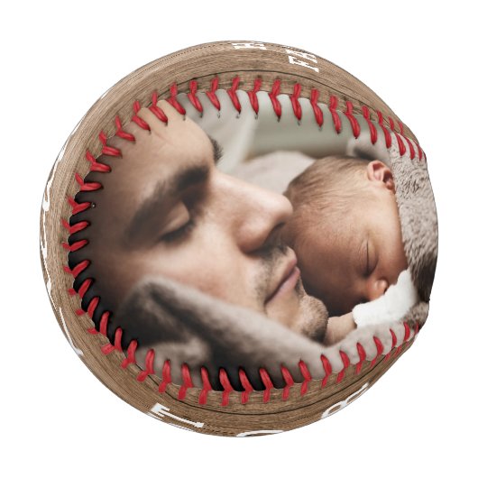 名前をカスタムする最高のパパエバー・ファザーズ・デイ・フォトウッド 野球ボール (正面左)