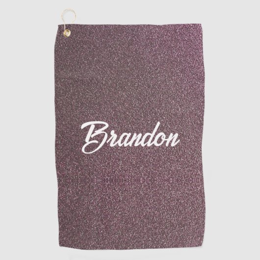 名前をカスタムする梅色グリッター ゴルフタオル (正面)