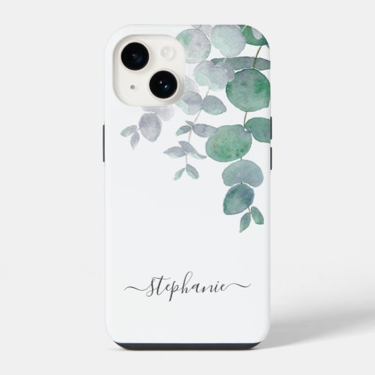 名前をカスタムする植物ユーカリ iPhoneケース (裏面)