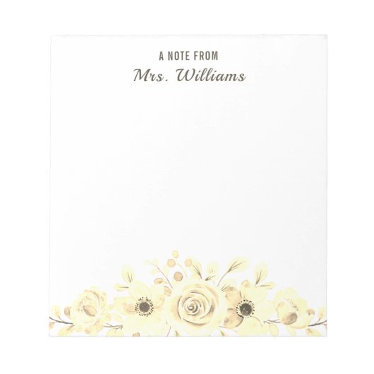 名前をカスタムする植物花フローラAノート ノートパッド (正面)