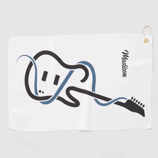 名前をカスタムする様式化ギター ゴルフタオル (横)