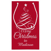 名前をカスタムする様式化クリスマスツリー抱き枕 スモールペーパーバッグ (裏面)